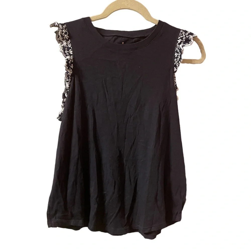 KATE SPADE NAVY BLUE EYELET TRIM TANK